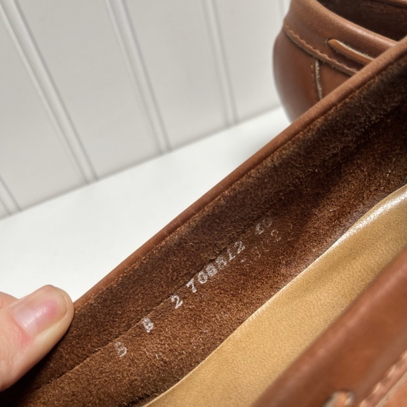 Vintage 90s Y2K Ivy League Leather Tan Brown Stacked Heel W/Tassels Size 8B - Picture 10 of 10